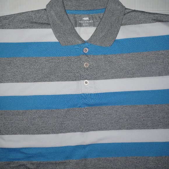 5 for $25 RED RHINO  COTTON BLEND MEN'S SHORT SLEEVE STRIPED POLO SHIRT - Picture 1 of 8